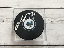 Dylan DeMelo Signed SJ San Jose Sharks Hockey Puck Autographed b