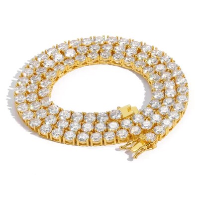 15CT Round Lab-Created Diamond Women's Tennis Necklace 14k Yellow Gold Plated