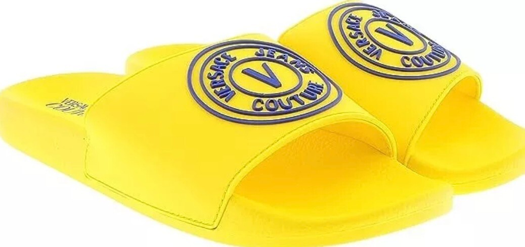 Versace Jeans Couture Yellow V Medallion Logo Pool Slide | eBay