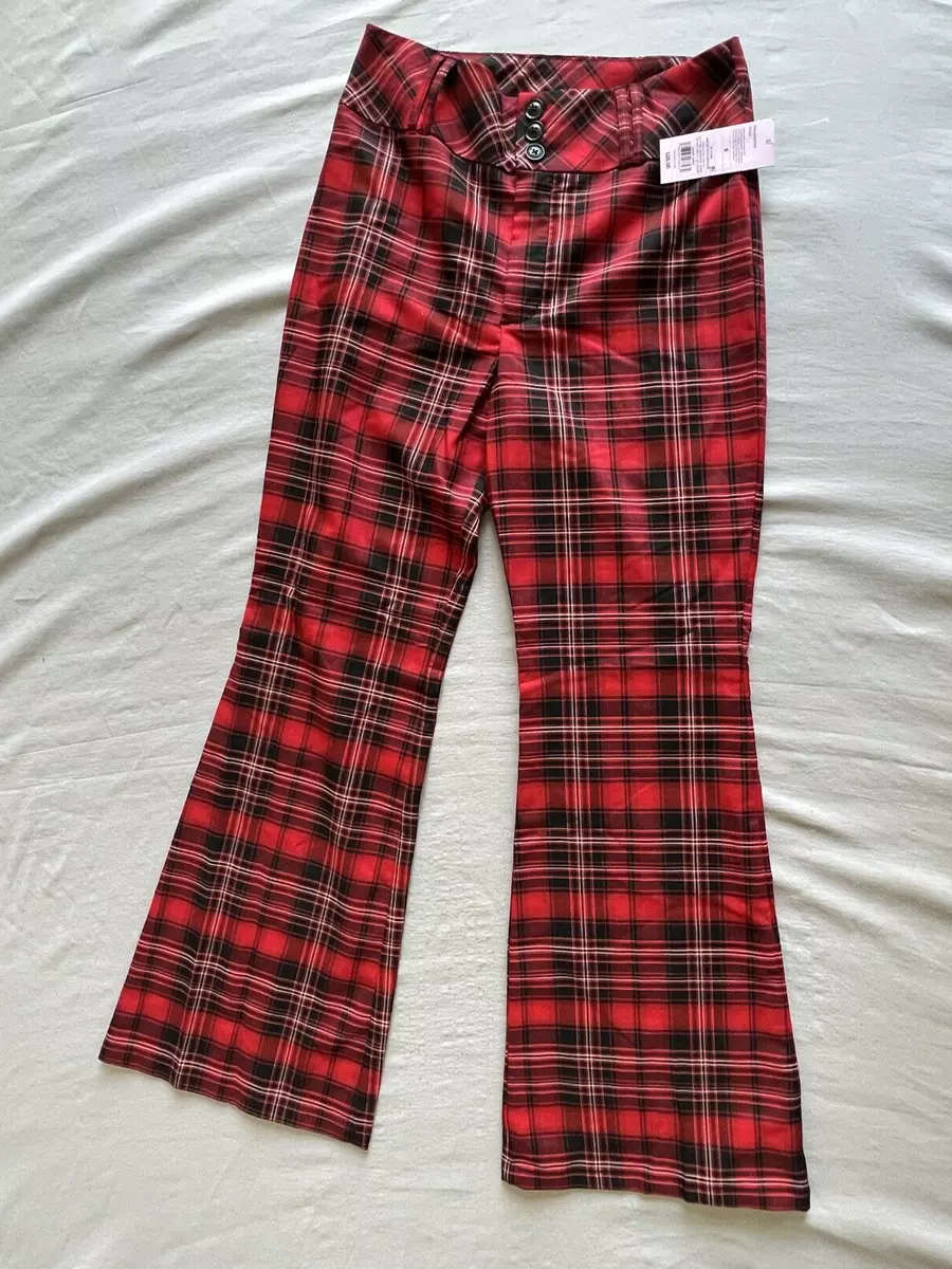 Dark red plaid pants sale