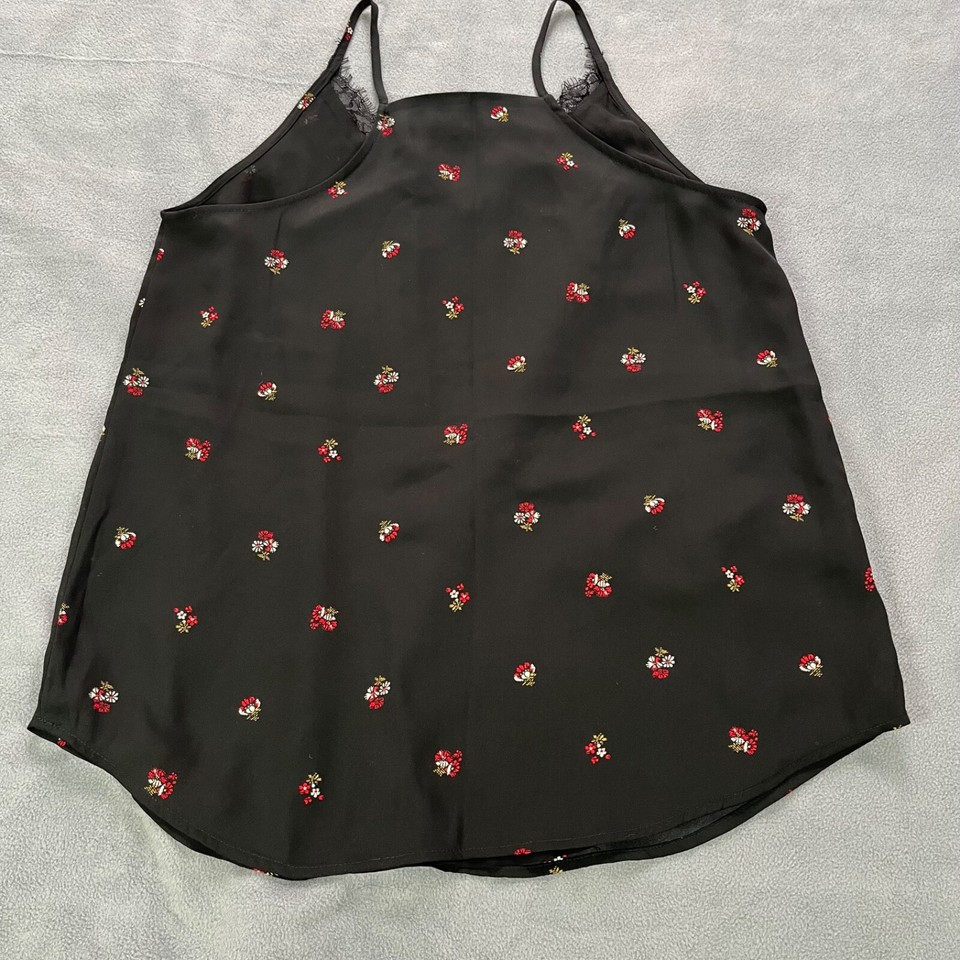 Loft Outlet Womens Top Size PETITE SMALL Black Floral Camisole Lace