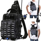 Fishing Tackle Bag Reflective Stripes Backpack Crossbody Sling Bags for Fishing 