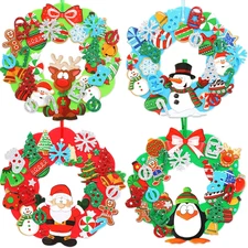 16 Sets Christmas Crafts for Kids DIY Foam Wreath Ornaments Holiday Kits