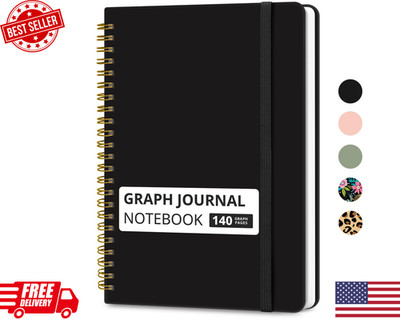 Graph Spiral Journal Notebook for Women & Men, 140 Pages, Graph Paper Hardcover