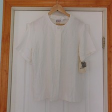 Vtg Orvis Button Blouse Womens 14 Top Short Sleeve Ivory Made in USA NWT