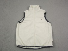 Vintage Nautica Vest Mens Medium Creme Fleece Full Zip Outdoor Made in USA 90s