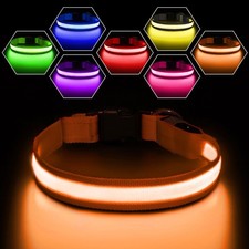 PcEoTllar Rechargeable LED Dog Collar, Orange S Small,