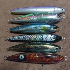 Shimano Yamaria Top Water Lure Set of 6 Diving Pencil/Popper Used