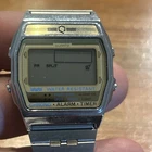 Vtg Timex Q Digital Watch Men Gold Silver Tone Alarm