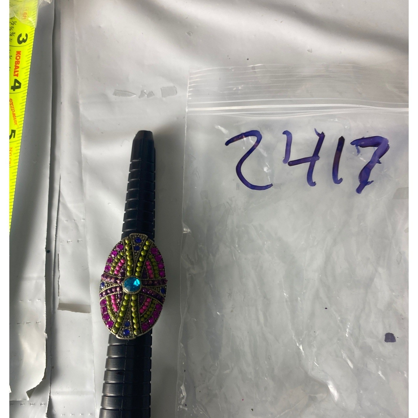 Large Oval Rhinestone Statement adjustable Ring P… - image 1