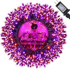 Orange and Purple Halloween Lights, 114ft 300 LED Halloween String Lights
