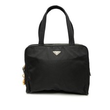 Prada Triangle Logo Plate Tote Bag Women Black One Size