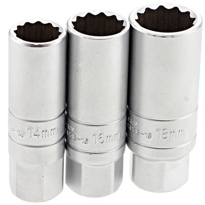 Zündkerzen Steckschlüssel 14 16 18 mm Extra Dünn Vielzahn 12-Kant Stecknuss Nuss