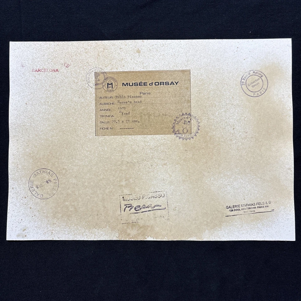 Pablo Picasso (Handmade) Drawing mixed media on paper signed & stamped - Image 2 of 2