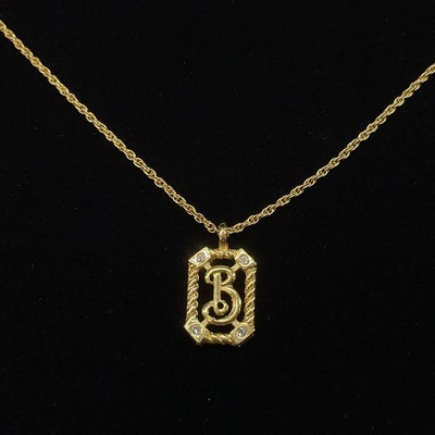 Burberry Vintage Gold Logo Square Necklace Authentic | eBay