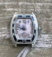 ELGIN 1930’s Art Deco Watch Black Enamel Bezel Keystone Nickeloid Tonneau Case