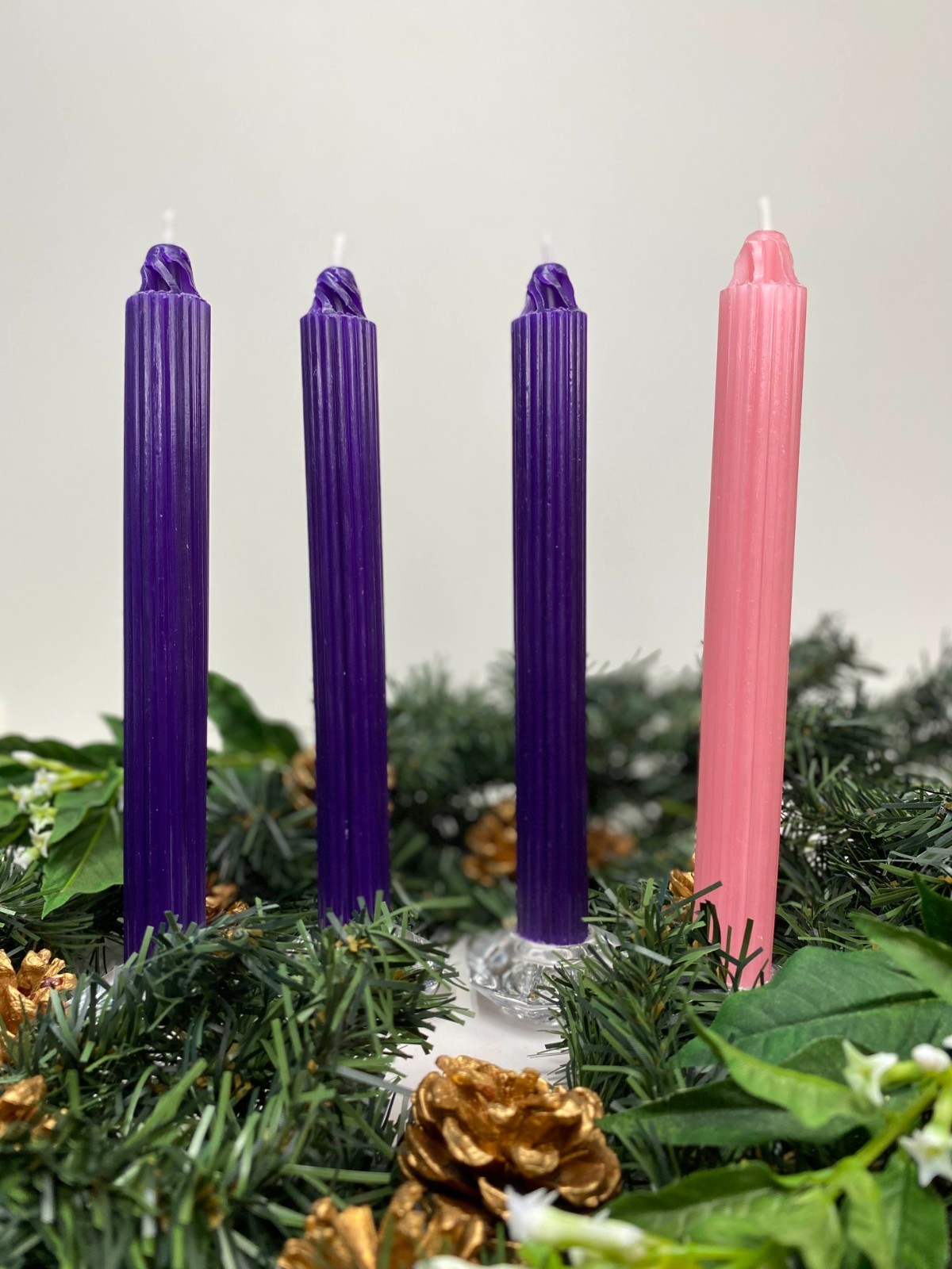 100% Beeswax - Hollow Fluted Advent Taper Candles - Set of 4