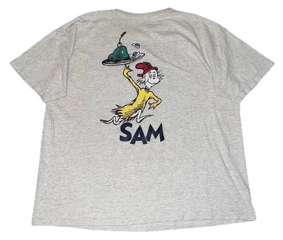 Vtg 90s Dr Seuss Green Eggs & Ham Sam I Am Cartoon Gray T Shirt Large Box Fit
