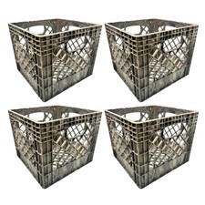 MIRAMAR Milk Crate, Stackable Plastic Storage with Handles, 16 Qt, Open Box
