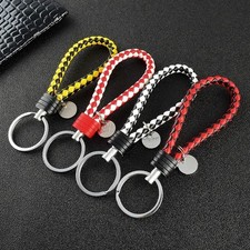 13CM Colorful Braided PU Leather Keyring for Men Women Fashion Car Keychain Gift