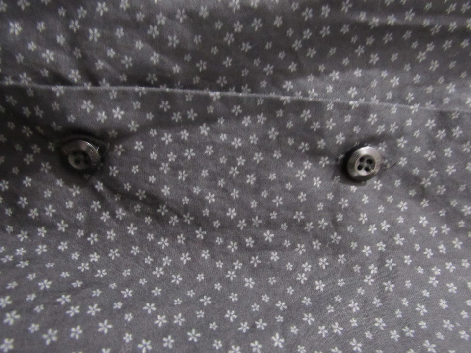 Camisa de vestir Tallia para hombre 2XL con patrón micro floral con botones negra blanca Foto 3 de 4