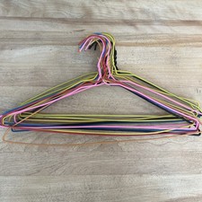 Lot of 16 Vintage MCM Vinyl Coated Wire Hangers Multi-Colored Colorful Clothes