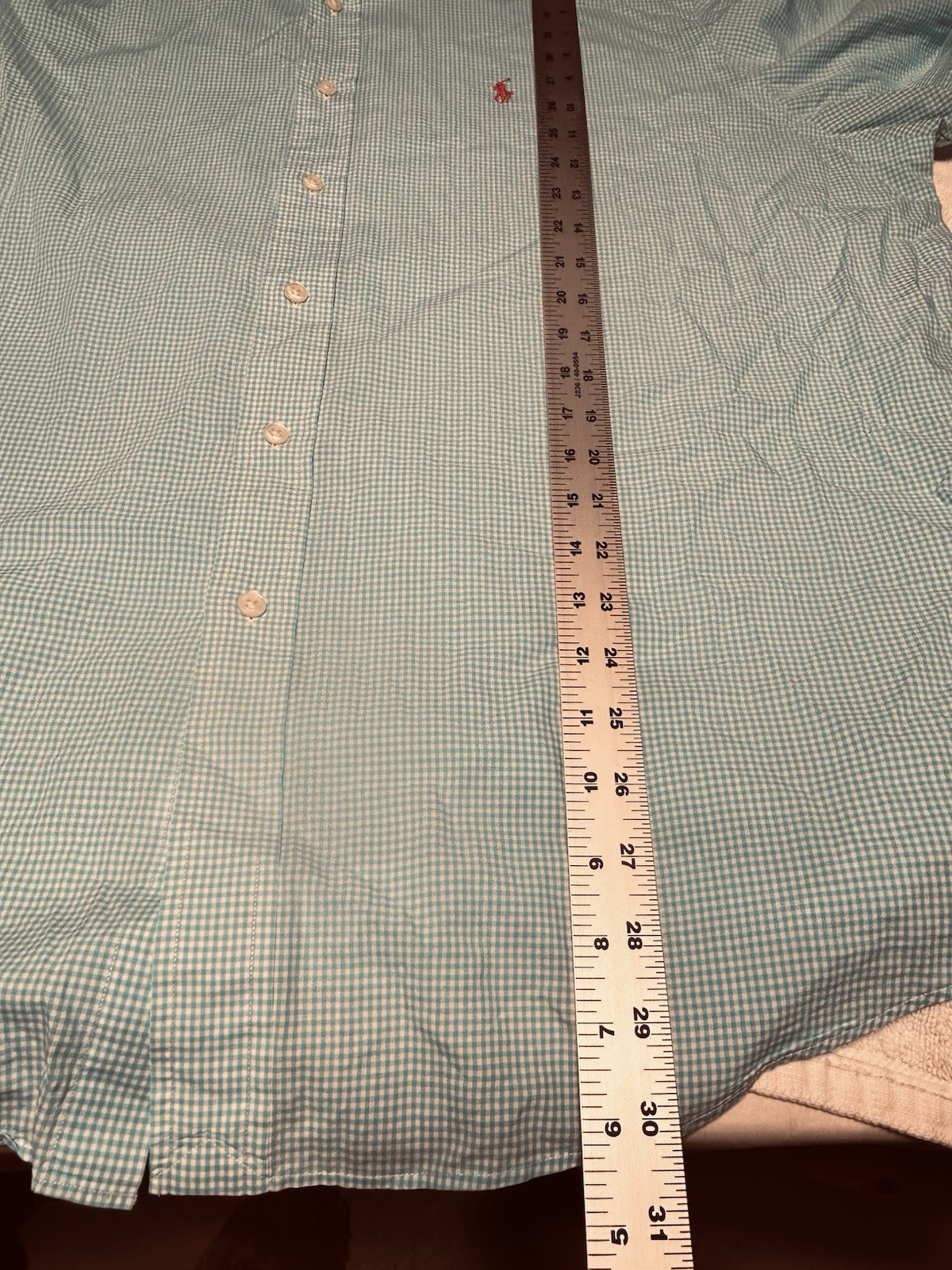 Ralph Lauren Men's XXL Custom Fit Teal Gingham Long-Sleeve Button Down Shirt image 7