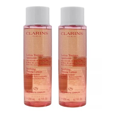 LOT OF 2 Clarins Soothing Toning Lotion w/ Chamomile Sensitive or Dry Skin 6.7oz