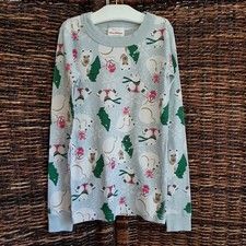 Hanna Andersson 100 Organic Cotton Pajama Shirt Girls 8 130 Blue Holiday Bears