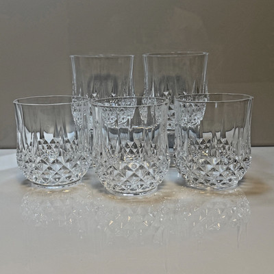 Set of 5 Cristal D'arques Durand Longchamp Double Old Fashioned Glasses - EUC