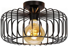 Image of Black Metal Ceiling Lighting Fixture, Semi Flush Mount Ceiling Light Pendant Lig