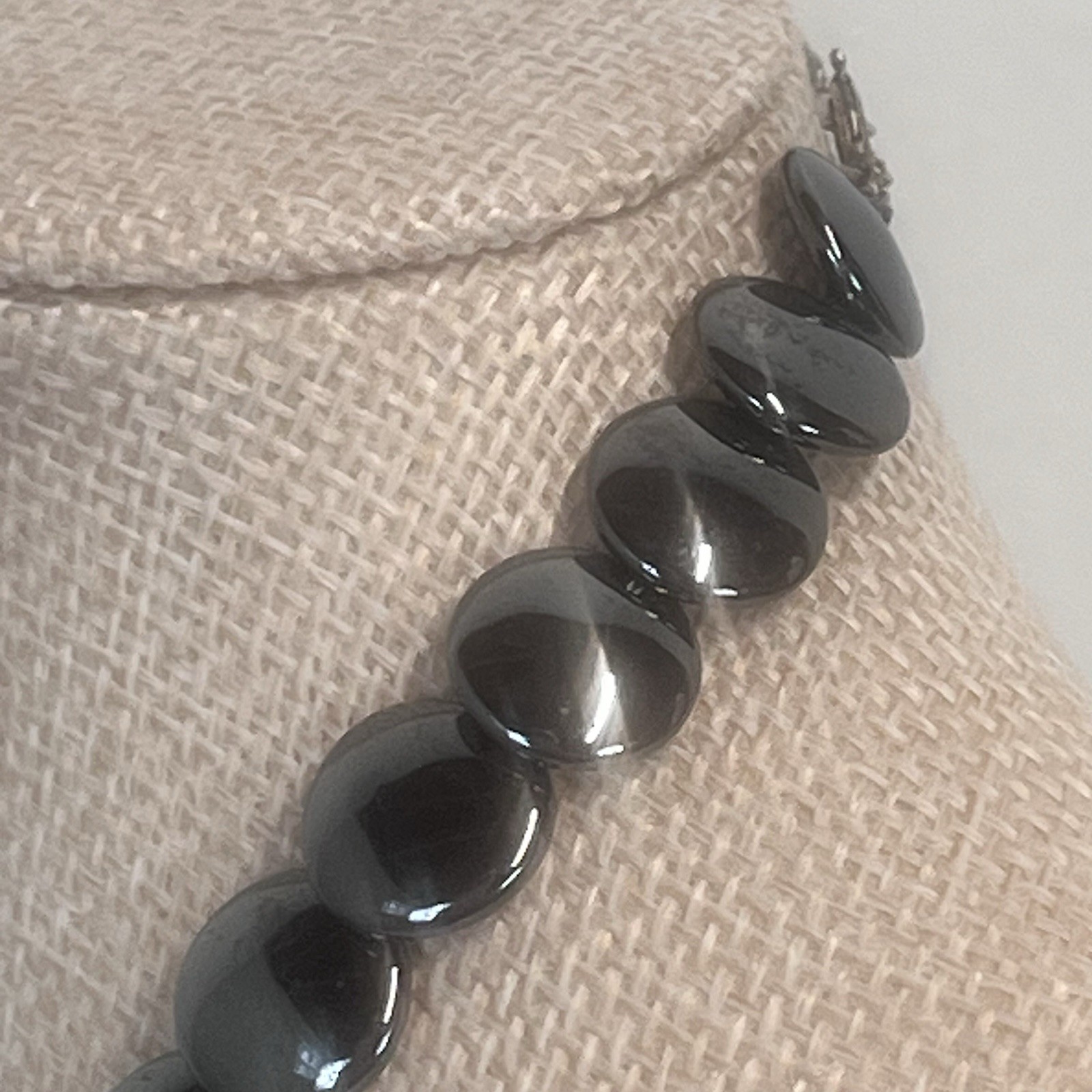 Vintage Gray Silver Flat Round Statement Sterling… - image 4