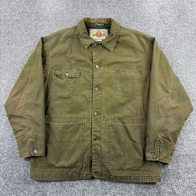 #ad Vintage Territory Ahead Barn Chore Jacket Men L Olive Green Canvas Blanket Lined $59.95