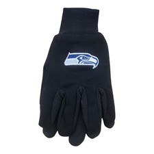 Seattle Seahawks Black Utility Gloves No Slip Grip Full Color Embroidered Logo