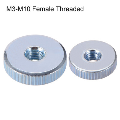 Knurled Thumb Nuts, M3-M10 Female Threaded Thin Type Carbon Steel Zinc Plating