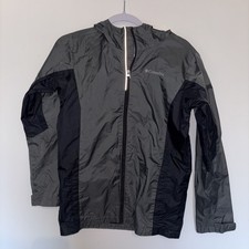Boy's Columbia Windbreaker/Raincoat Size L 14-16 Black Hooded Jacket Gorpcore