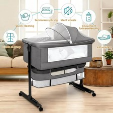 3- IN-1 Baby Crib Soothing View Vibe Bassinet Bedside Sleeper with Swing Mode