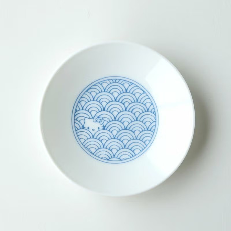Hello Kitty Tachikichi Kisshomon Blue Porcelain Plate Set 5 Japan New ...