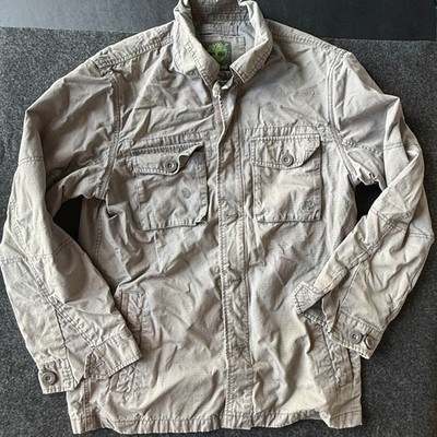 Timberland Men s Medium Khaki Field Jacket Utility Zip Outdoor Adventure