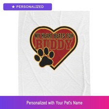 Custom Labrador Lab Paw Print Heartbeat Blanket Personalized Pet Name Dog Owner