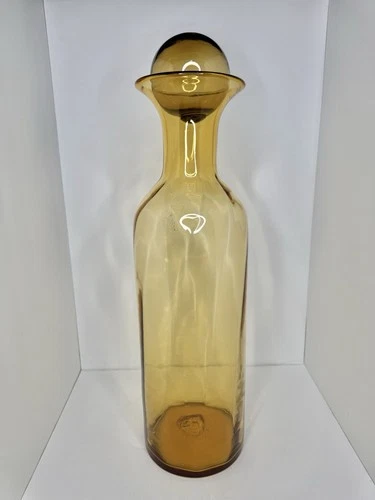 HTF Vintage MCM Blenko Glass 6956 Architectural Floor Vase 22” In Wheat W/orb