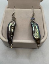 Baroque Freshwater Peacock Pearl & Labradorite Earrings