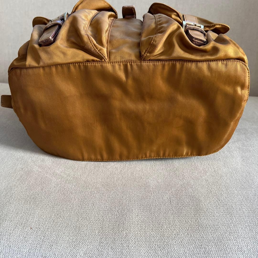 PRADA nylon camel drawstring backpack triangle lo… - image 5