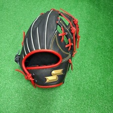 SSK Leather Baseball Glove All-Round Infield, Black  Red, Custom Lacing