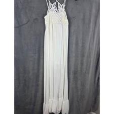 Free People White Lace Bodice Maxi Dress Sleeveless Boho Wedding Style Size M