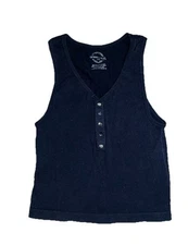 One Step Up Black Ribbed Sleeveless Tank Womens Size S/M