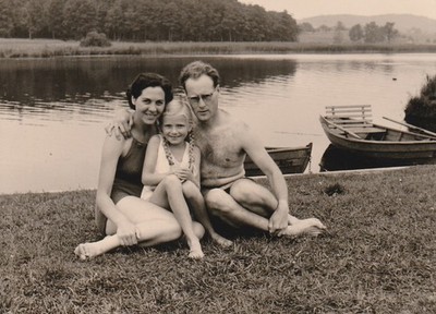 Vintage Photo Young Woman and Man in Swim Dress- 1950s-1
