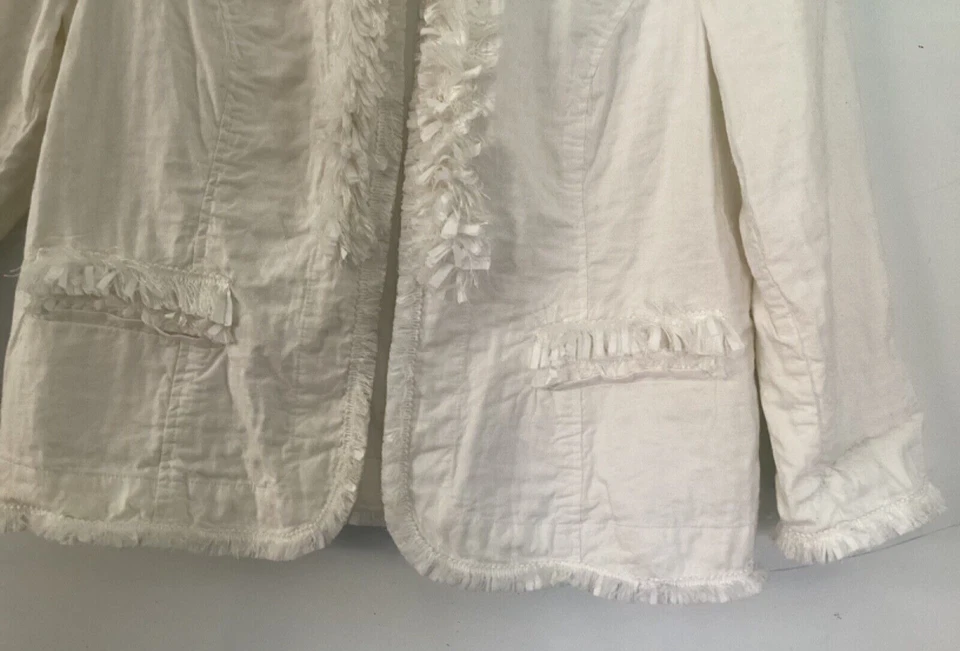 Blusa Vaquera Western Vintage Chico’s 90’s Blanca Flecos Edredón Borla Talla 2 S/M Foto 4 de 4