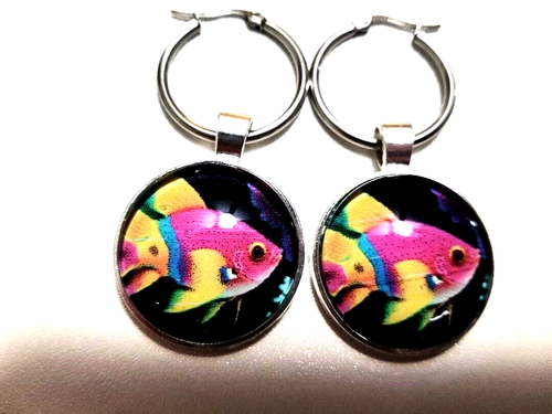 Pastel Ocean Fish Jewelry Bracelet (Size 6" - 7.5") Pendant Earrings Free Ring - Picture 5 of 9