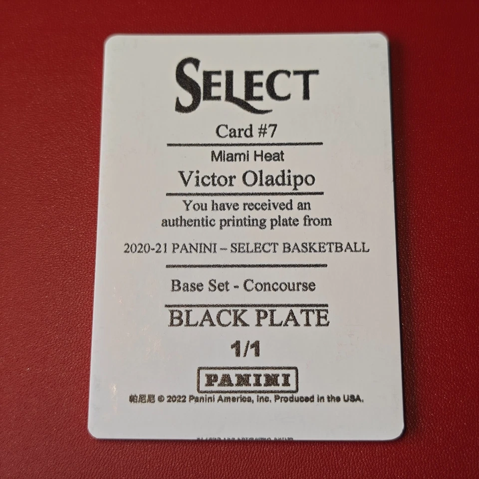 2020-21 Panini Select Base Concourse Black Printing Plate Victor Oladipo #7 1/1 - Image 2 of 3